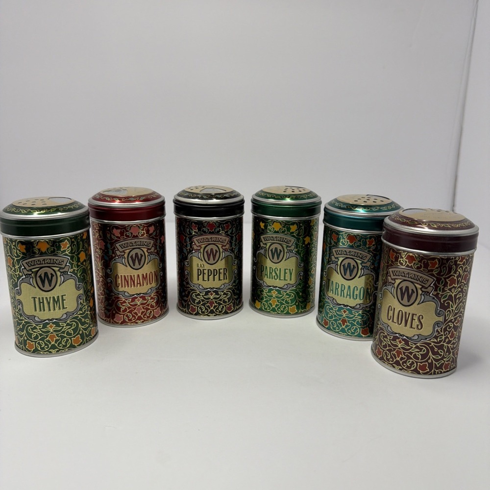 Vintage 1987 Watkins Spice Tin Set 6 Pc Limited  Ed Collectible Kitchen Seasonin